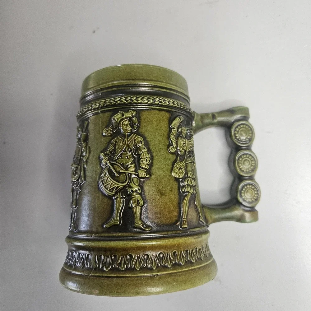 Vintage GERZ West Germany Ceramic Beer Stein‎ Green